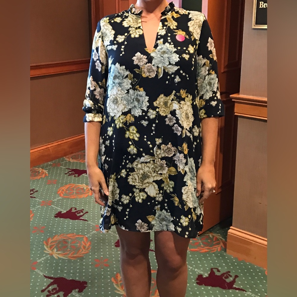H&M 3/4 Sleeve Floral Mini Dress